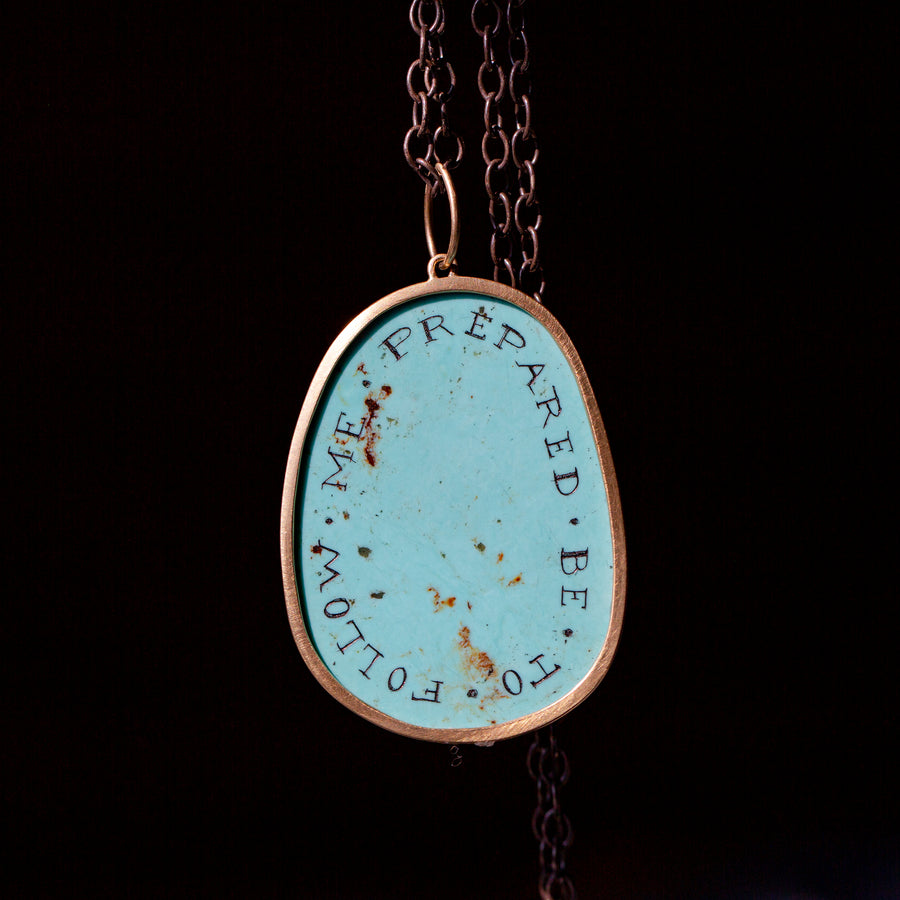 Skeleton scrimshaw turquoise necklace - Hannah Blount