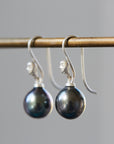 Tahitian pearl cameo silver wire earrings - Hannah Blount