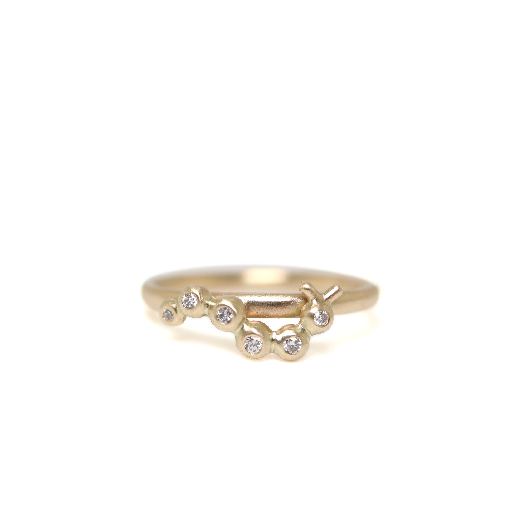 Caterpillar and diamond 14k gold ring by hannah blount jewelry