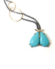 kingman turquoise longtail moth necklace with prongs by hannah blount jewelry