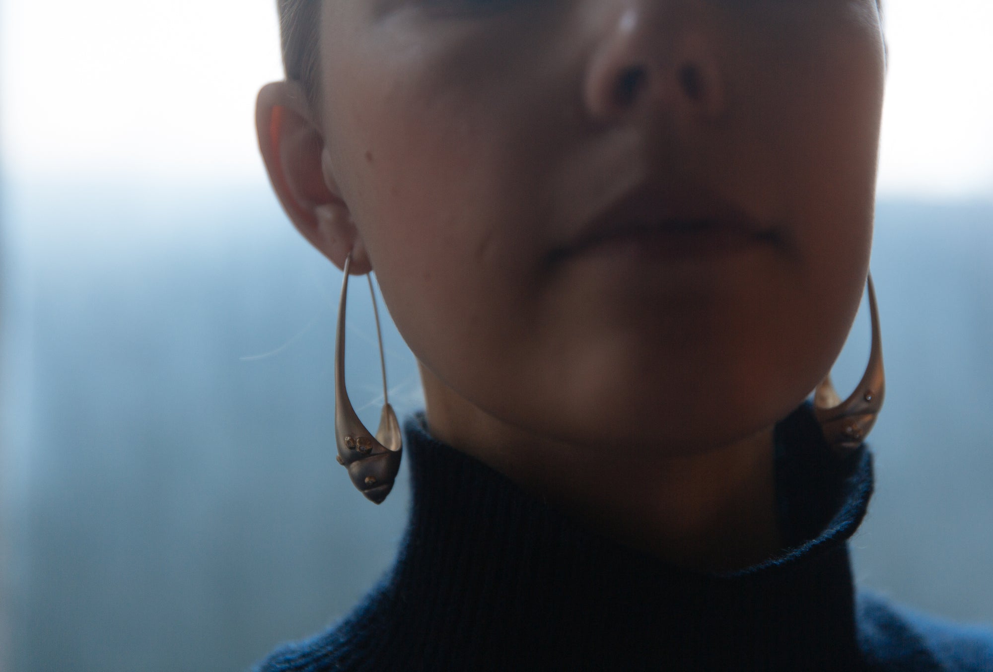 Barnacle Sea Snail Ruthie B. Hoops with Diamonds-Hannah Blount Jewelry