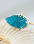 Dewdrop Drusy Chrysocolla Vanity RIng-Hannah Blount Jewelry