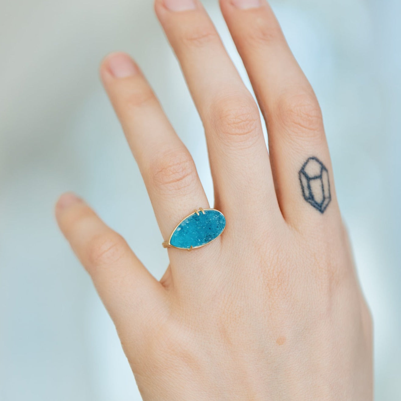 Dewdrop Drusy Chrysocolla Vanity RIng-Hannah Blount Jewelry