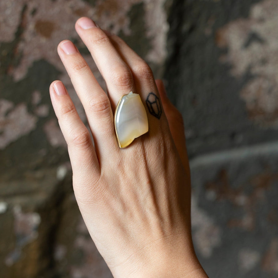 Ceto Carved Agate Cameo Ring-Hannah Blount Jewelry