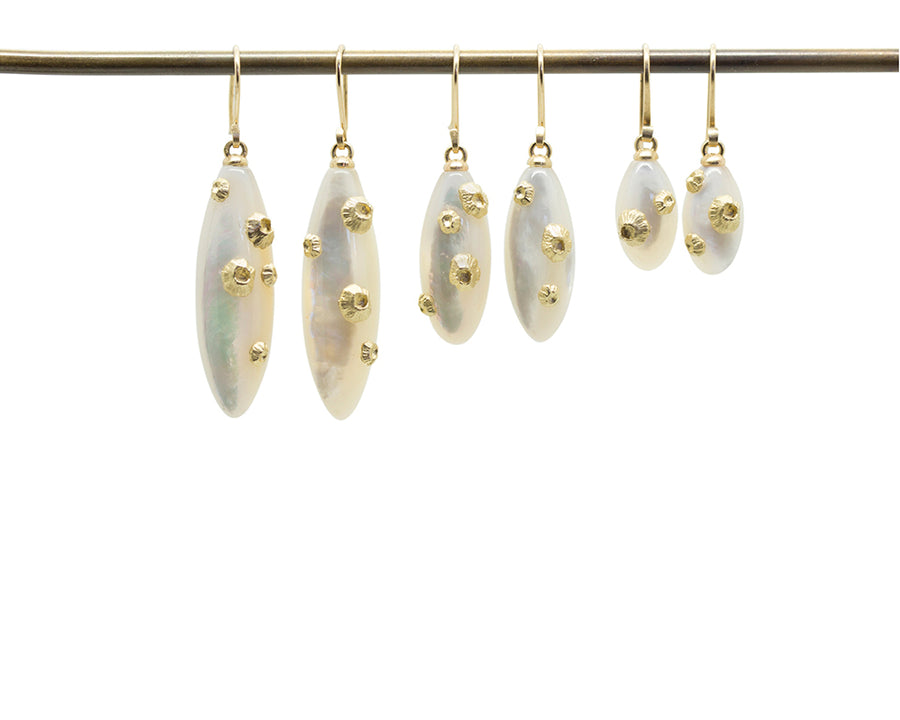 Mother of Pearl Earrings with Barnacles-Hannah Blount Jewelry