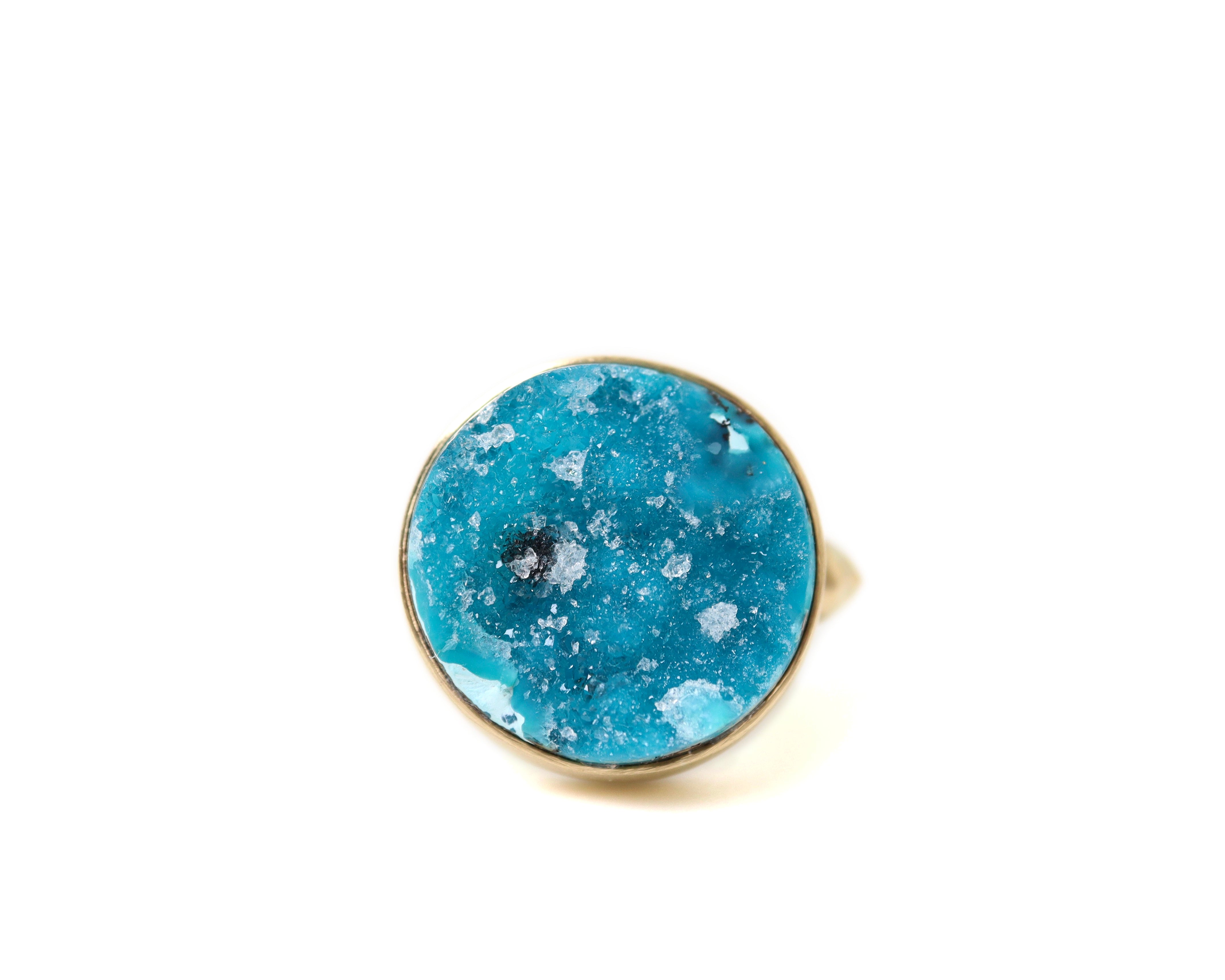 Ice Floe Drusy Chrysocolla Cameo Ring-Hannah Blount Jewelry