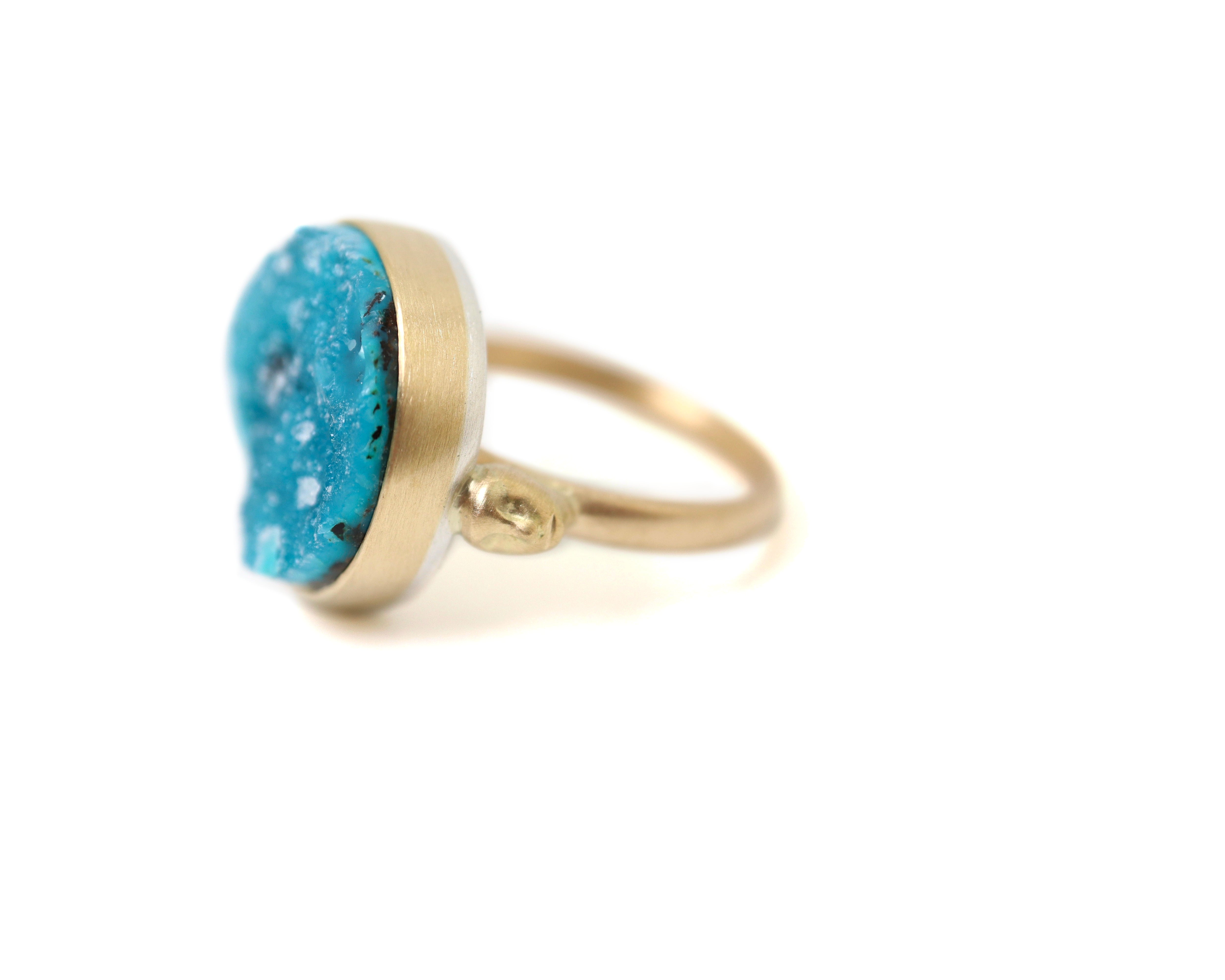 Ice Floe Drusy Chrysocolla Cameo Ring-Hannah Blount Jewelry