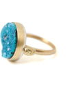 Ice Floe Drusy Chrysocolla Cameo Ring-Hannah Blount Jewelry