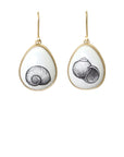 Variscite Moon Snail Scrimshaw Earrings-Hannah Blount Jewelry