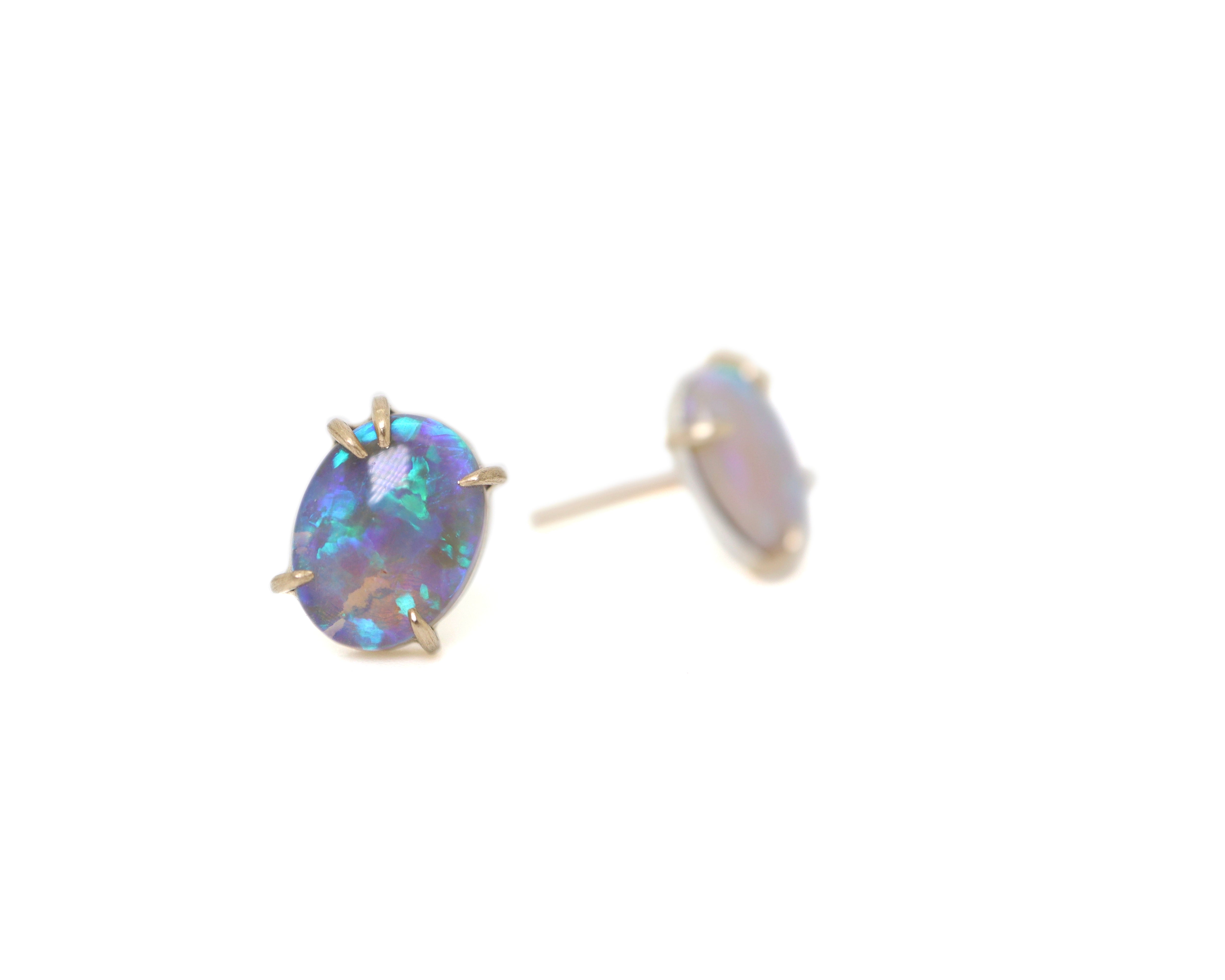 Daylight Moon Opal Vanity Studs-Hannah Blount Jewelry