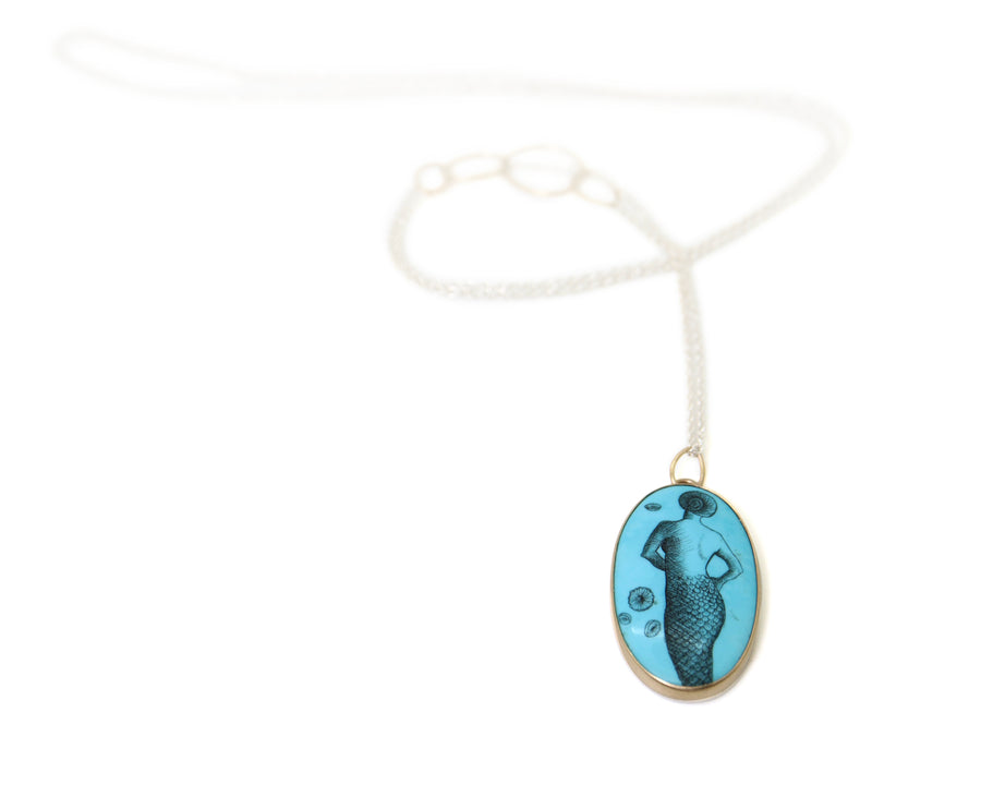 Nude Study #22 Turquoise Scrimshaw Necklace-Hannah Blount Jewelry