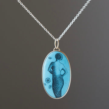 Nude Study #22 Turquoise Scrimshaw Necklace-Hannah Blount Jewelry