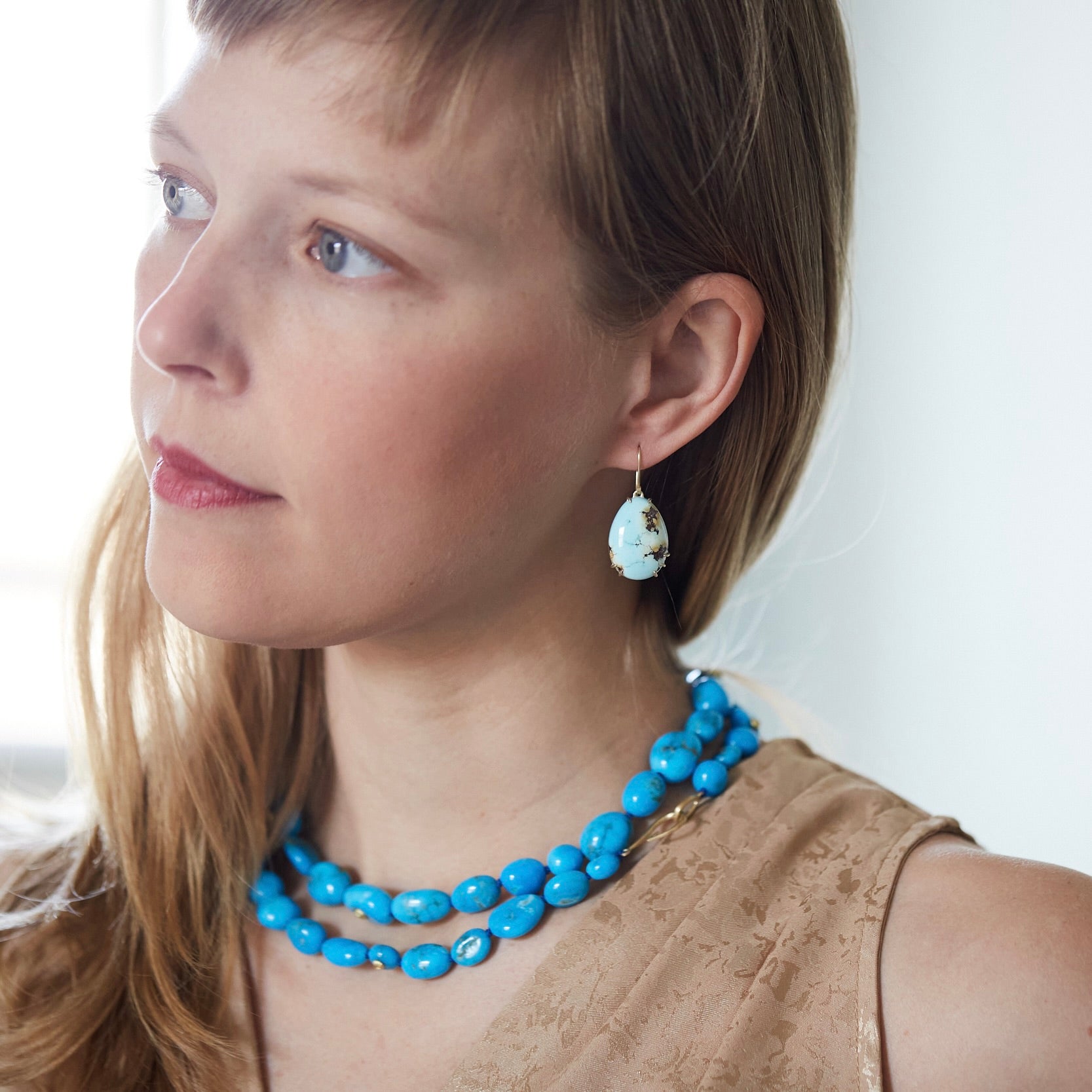 Endless Horizon Kazakhstan Turquoise Vanity Earrings-Hannah Blount Jewelry