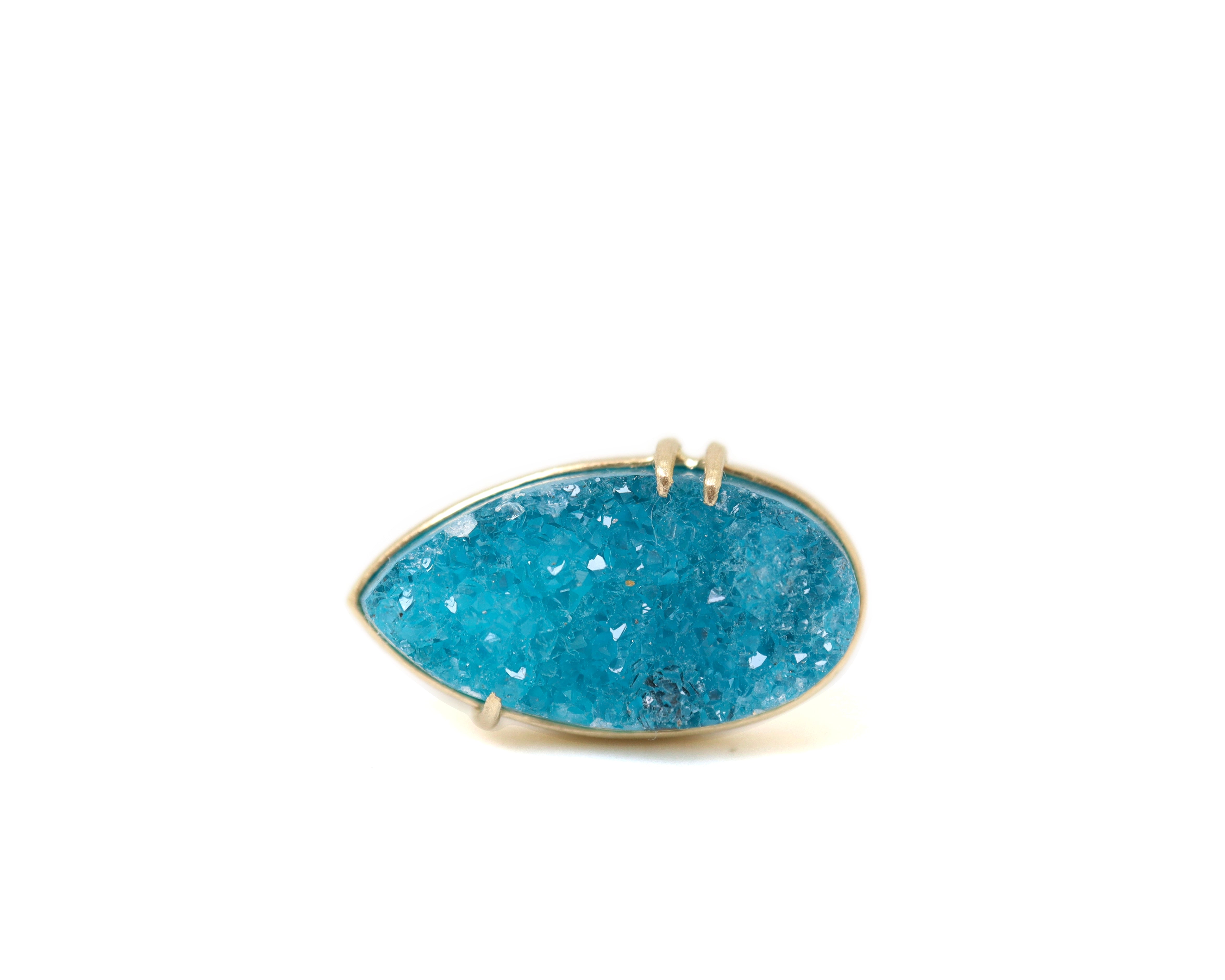Dewdrop Drusy Chrysocolla Vanity RIng-Hannah Blount Jewelry