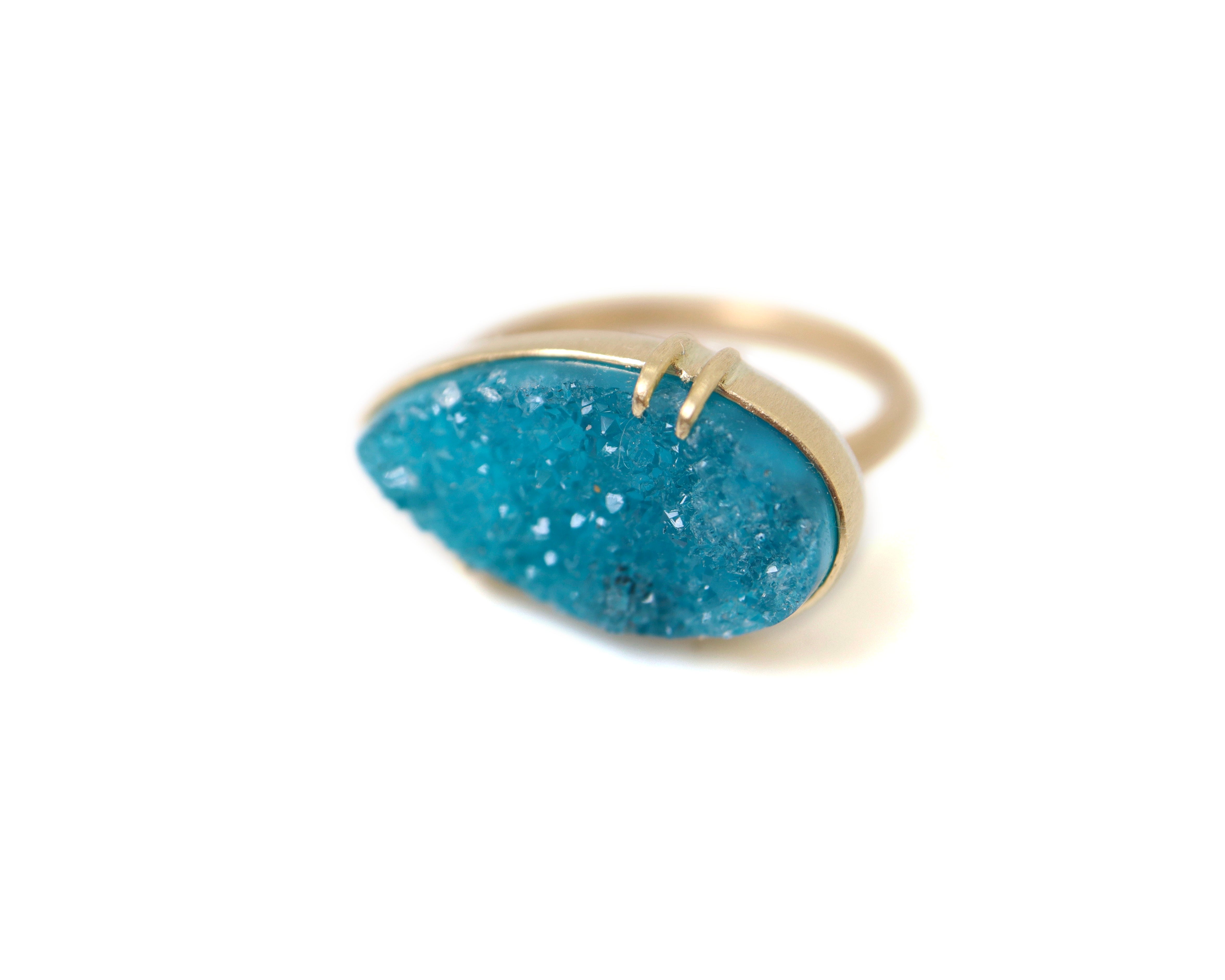 Dewdrop Drusy Chrysocolla Vanity RIng-Hannah Blount Jewelry