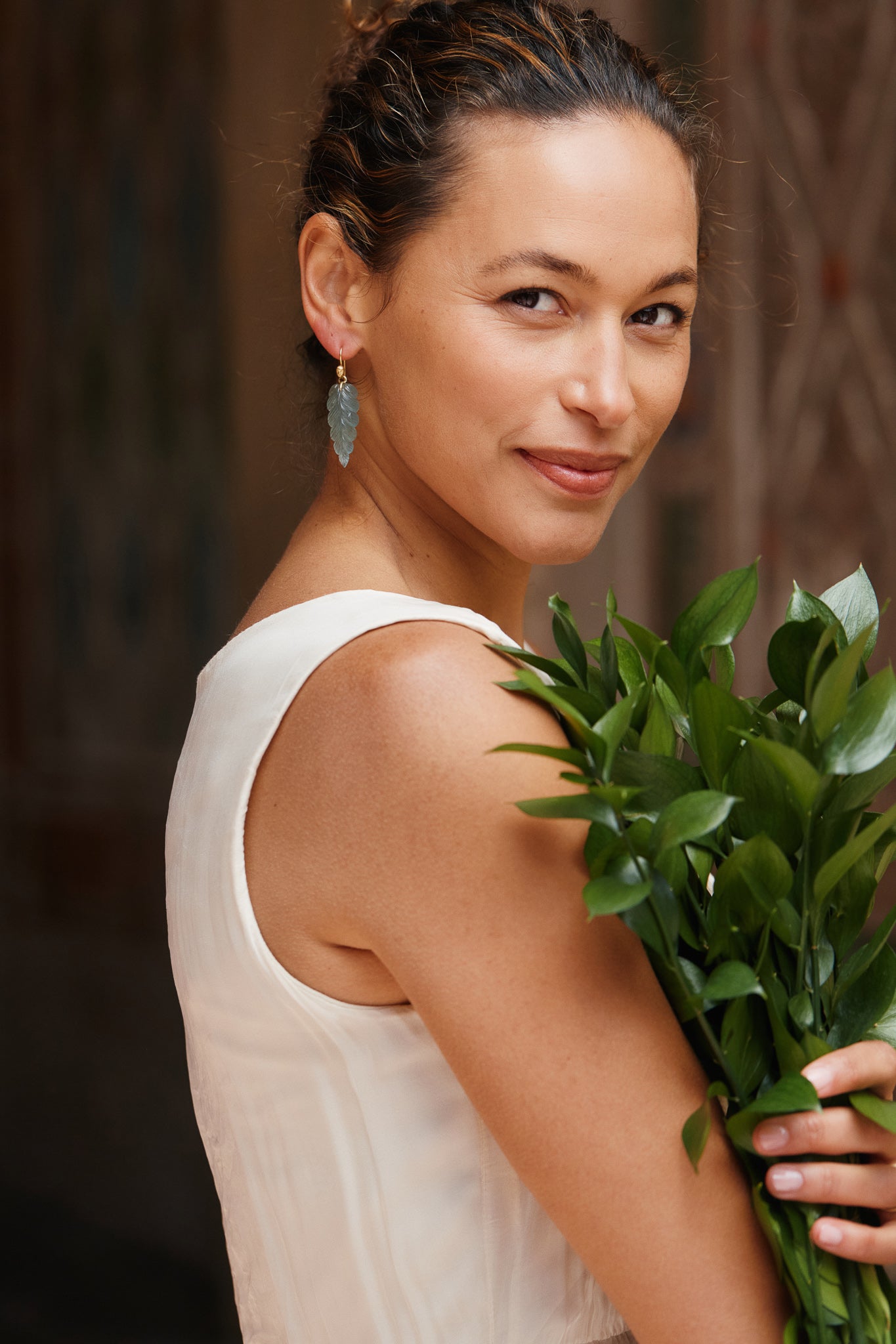 Plumage Aquamarine Figurehead Cameo Earrings-Hannah Blount Jewelry