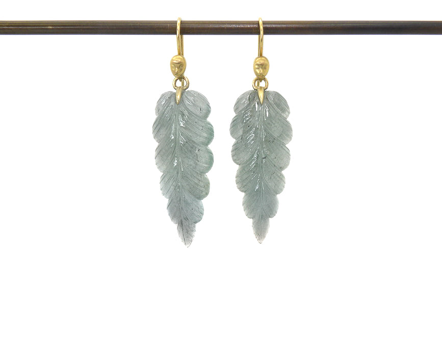 Plumage Aquamarine Figurehead Cameo Earrings-Hannah Blount Jewelry