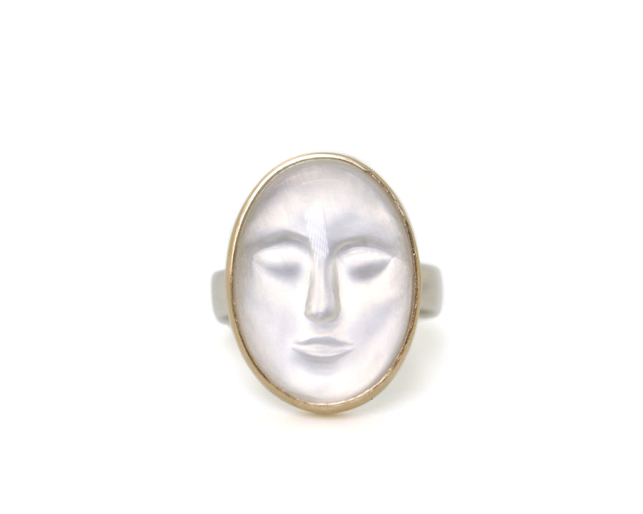 Lunar Maria Quartz Intaglio Cameo Ring-Hannah Blount Jewelry