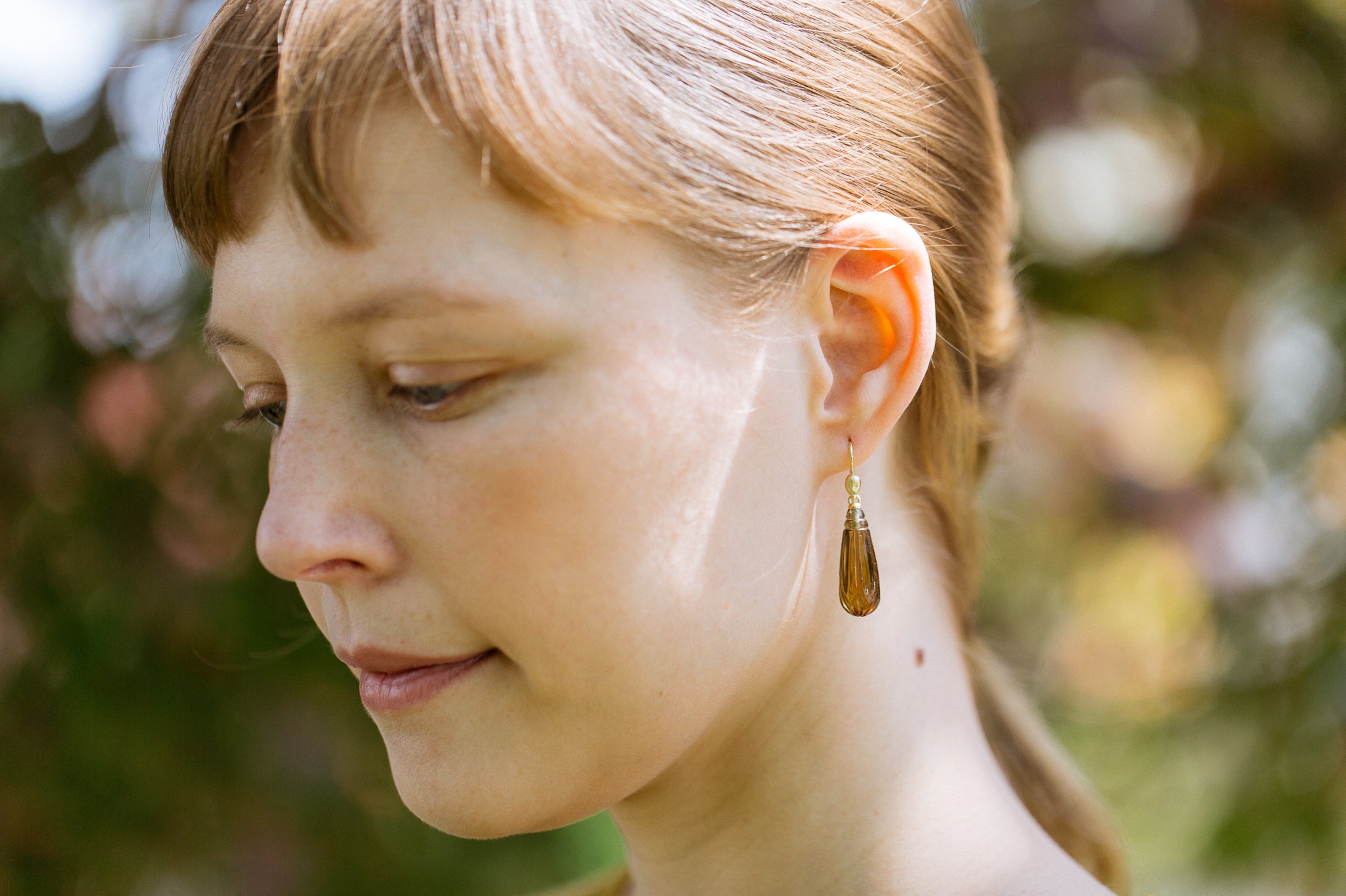 Bourbon Quartz Figurehead Cameo Earrings-Hannah Blount Jewelry