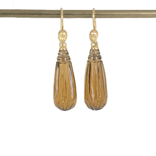 Bourbon Quartz Figurehead Cameo Earrings-Hannah Blount Jewelry