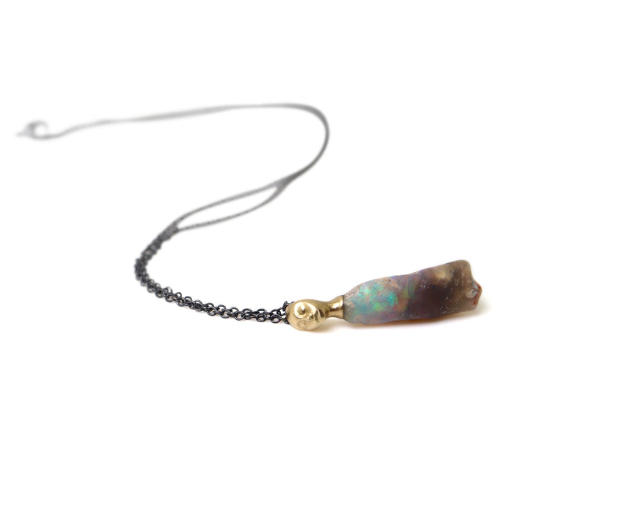 Chiaroscuro Raw Opal Cameo Necklace-Hannah Blount Jewelry