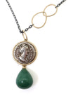Ancient Empress Faustina The Elder Coin Vanity Necklace with Aventurine-Hannah Blount Jewelry