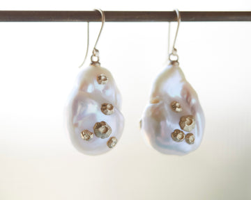 Grand Pearl Ruthie B. Earrings with Barnacles-Hannah Blount Jewelry