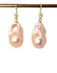 Peach Pearl Figurehead Cameo Earrings-Hannah Blount Jewelry