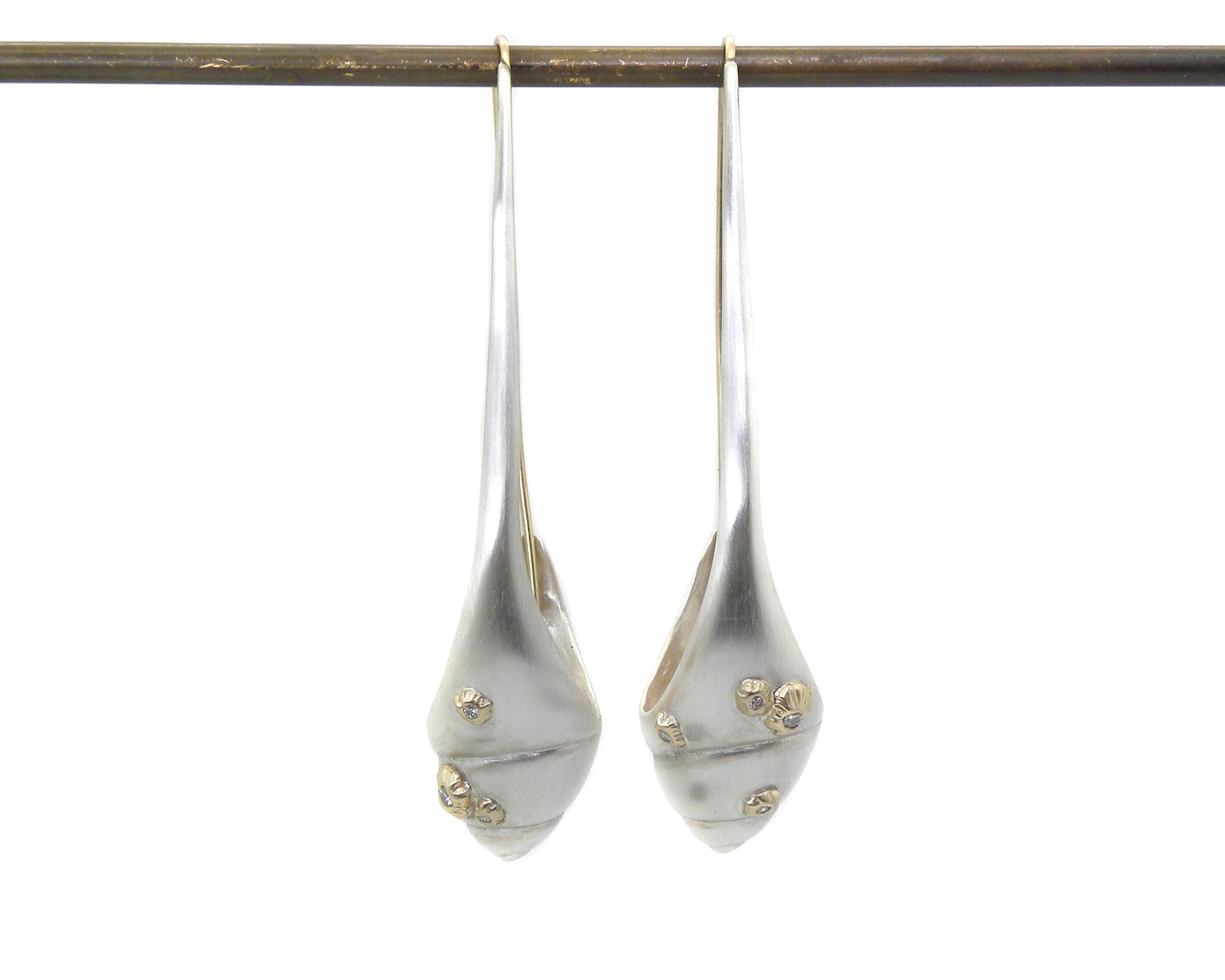 Barnacle Sea Snail Ruthie B. Hoops with Diamonds-Hannah Blount Jewelry