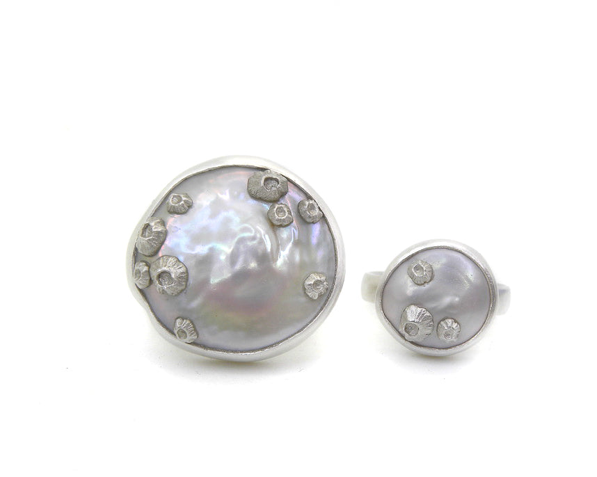 Coin Pearl Ruthie B. Rings with Barnacles-Hannah Blount Jewelry