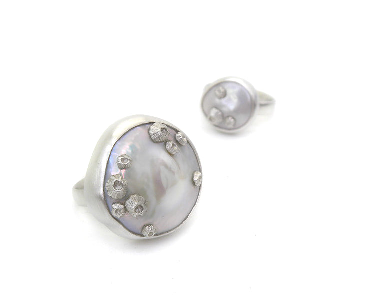 Coin Pearl Ruthie B. Rings with Barnacles-Hannah Blount Jewelry