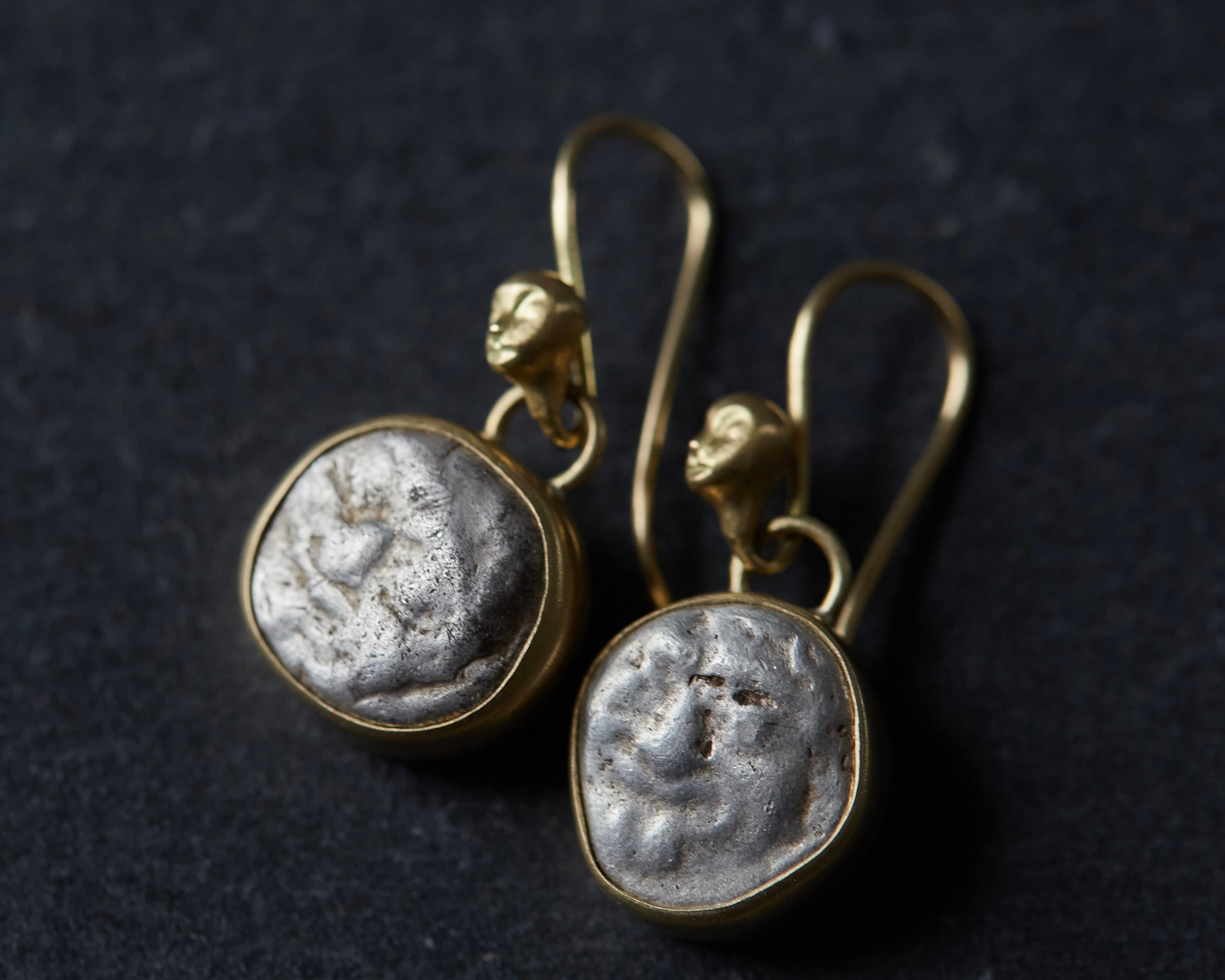 Ancient Sisters of Medusa Coin Cameo Earrings-Hannah Blount Jewelry