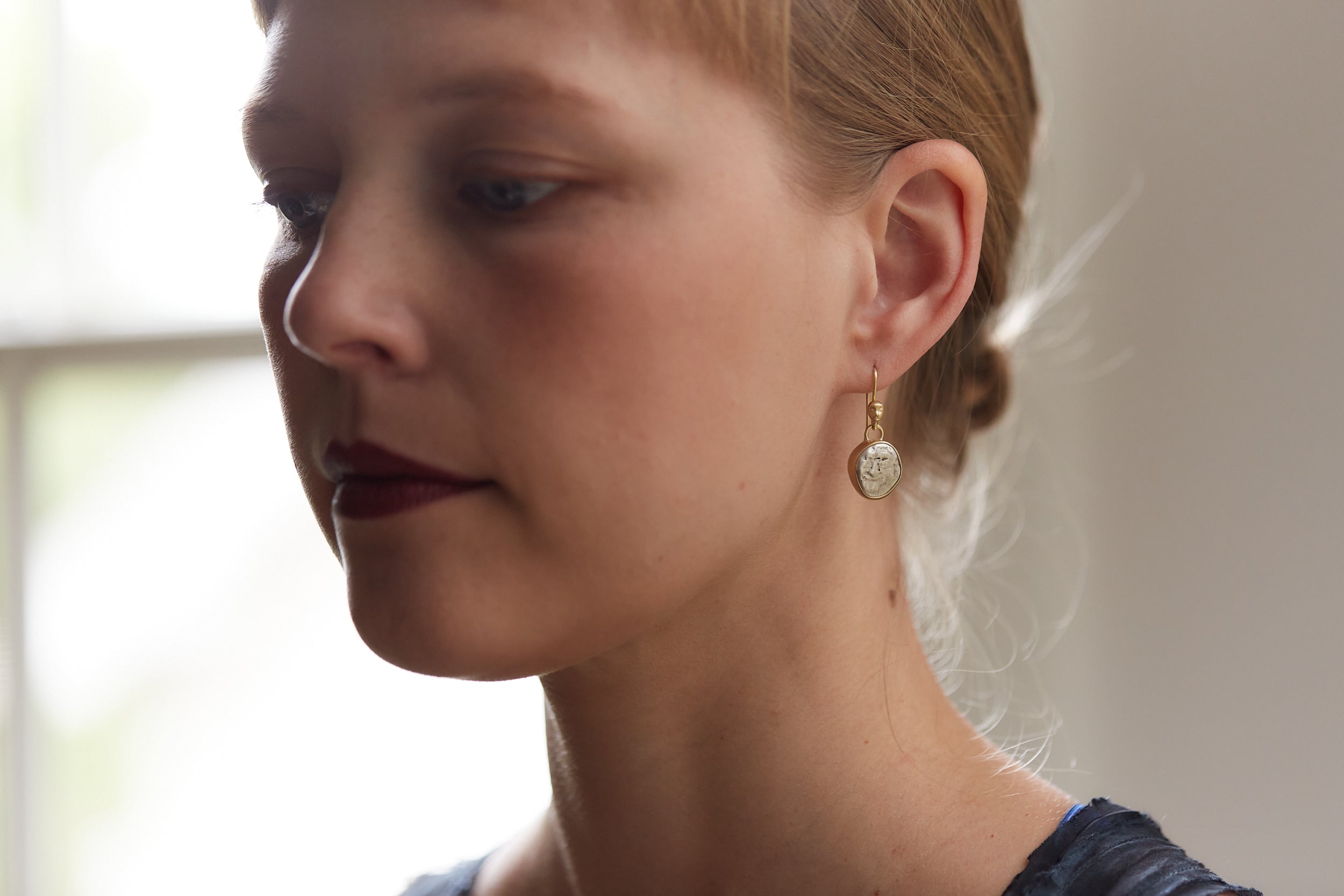 Ancient Sisters of Medusa Coin Cameo Earrings-Hannah Blount Jewelry