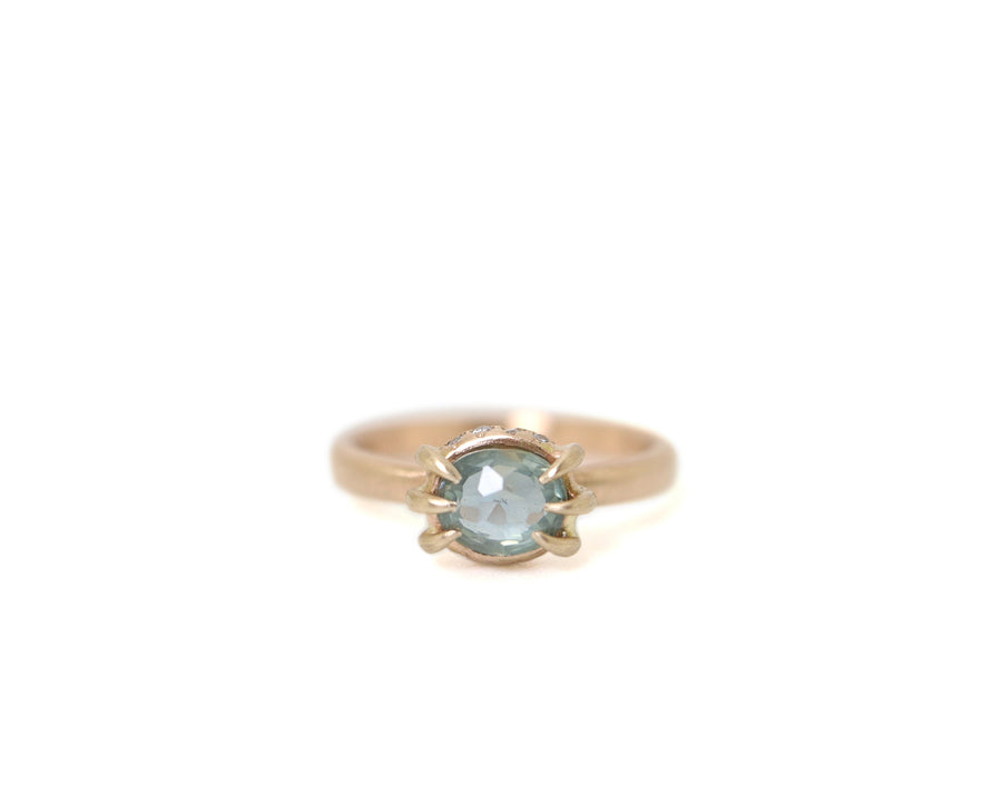 Water Sapphire + Diamond Vanity Ring-Hannah Blount Jewelry