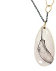 Mother of Pearl Narwhal Scrimshaw Necklace-Hannah Blount Jewelry