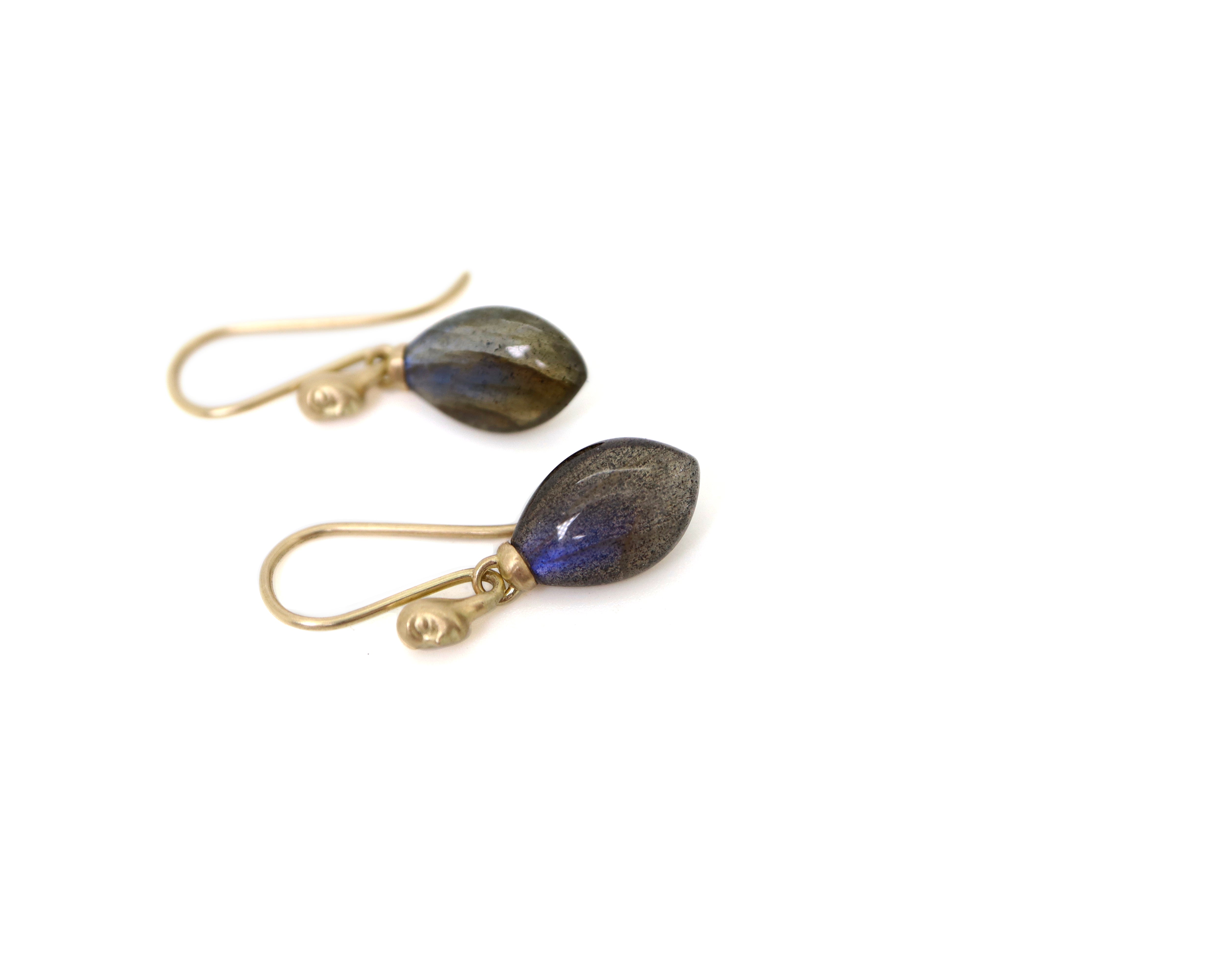 Labradorite Petal Figurehead Cameo Earrings-Hannah Blount Jewelry