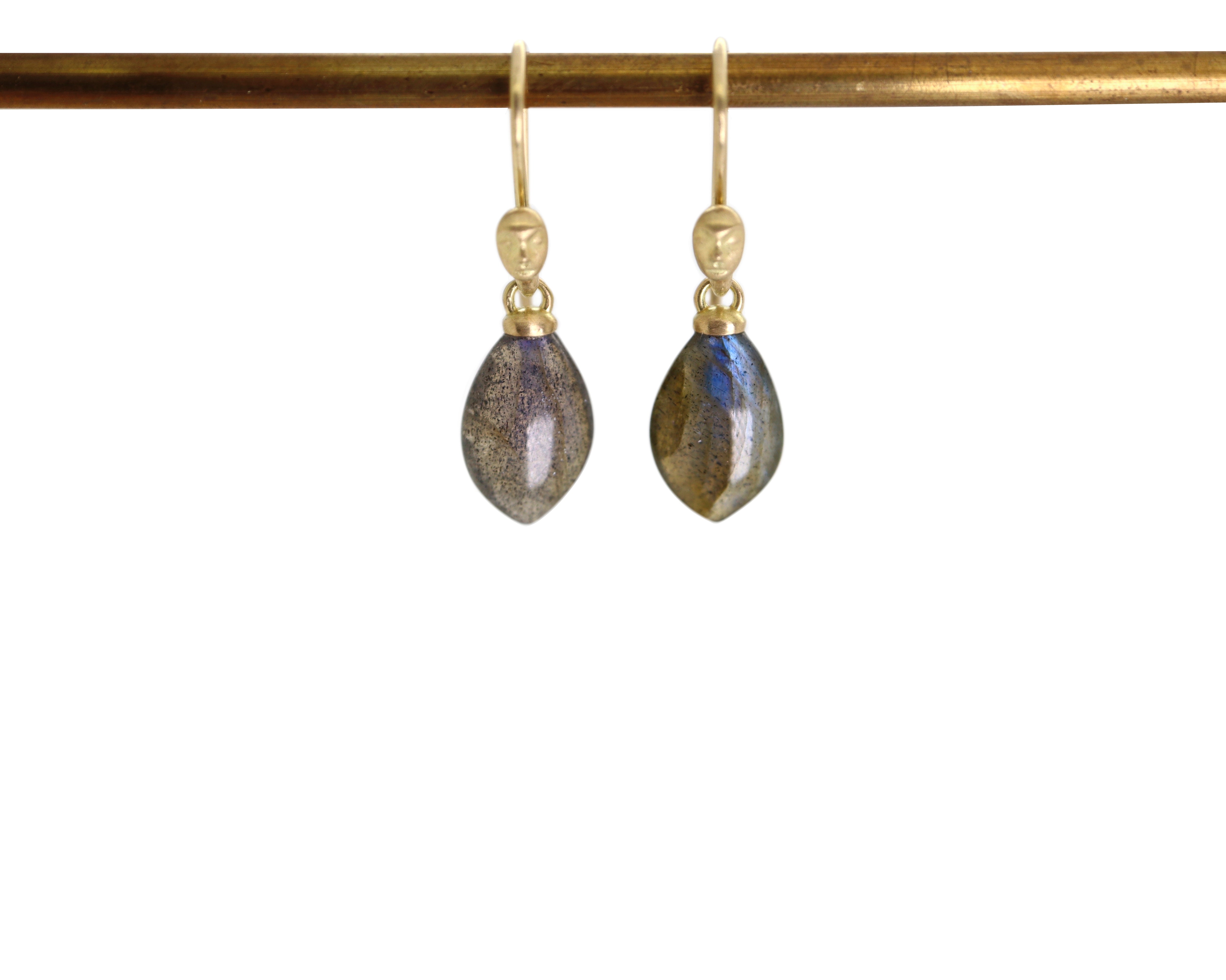 Labradorite Petal Figurehead Cameo Earrings-Hannah Blount Jewelry