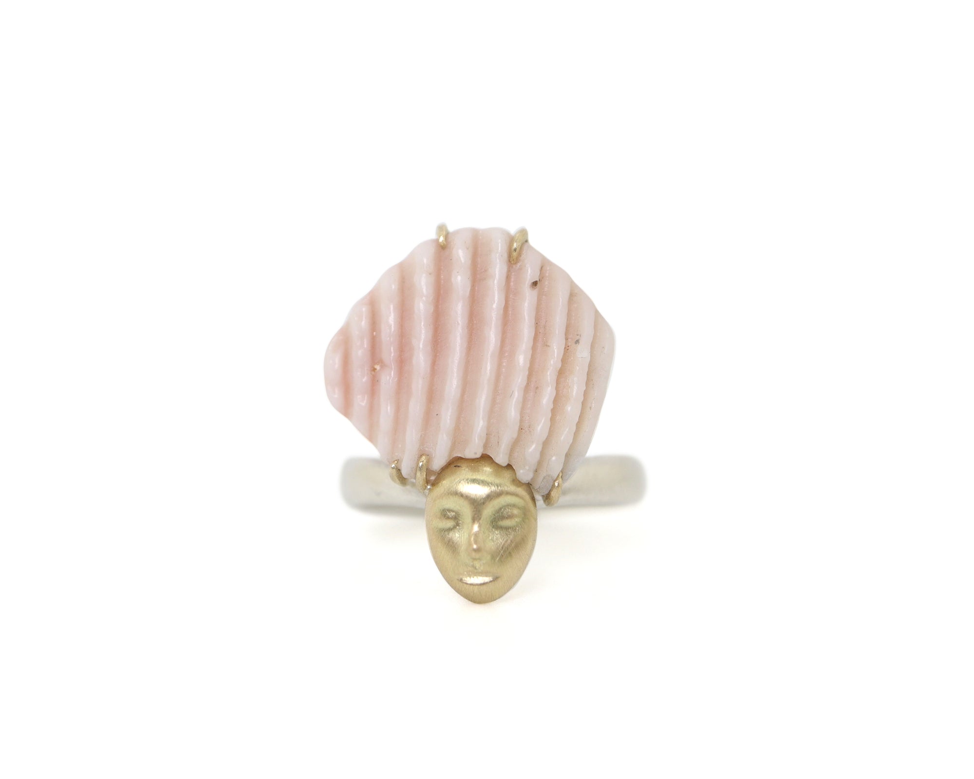 Lunar Halo Shell Cameo Ring-Hannah Blount Jewelry