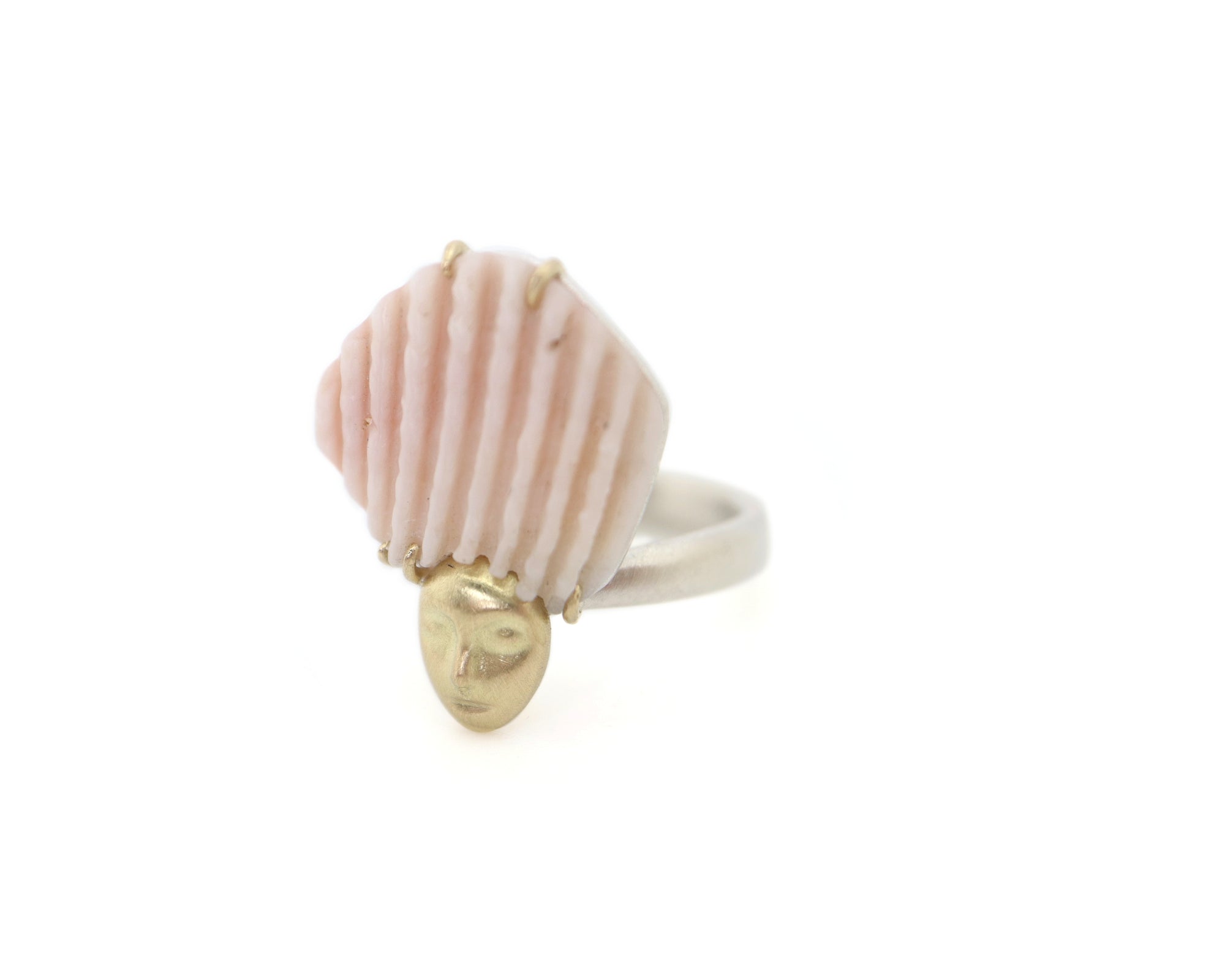Lunar Halo Shell Cameo Ring-Hannah Blount Jewelry