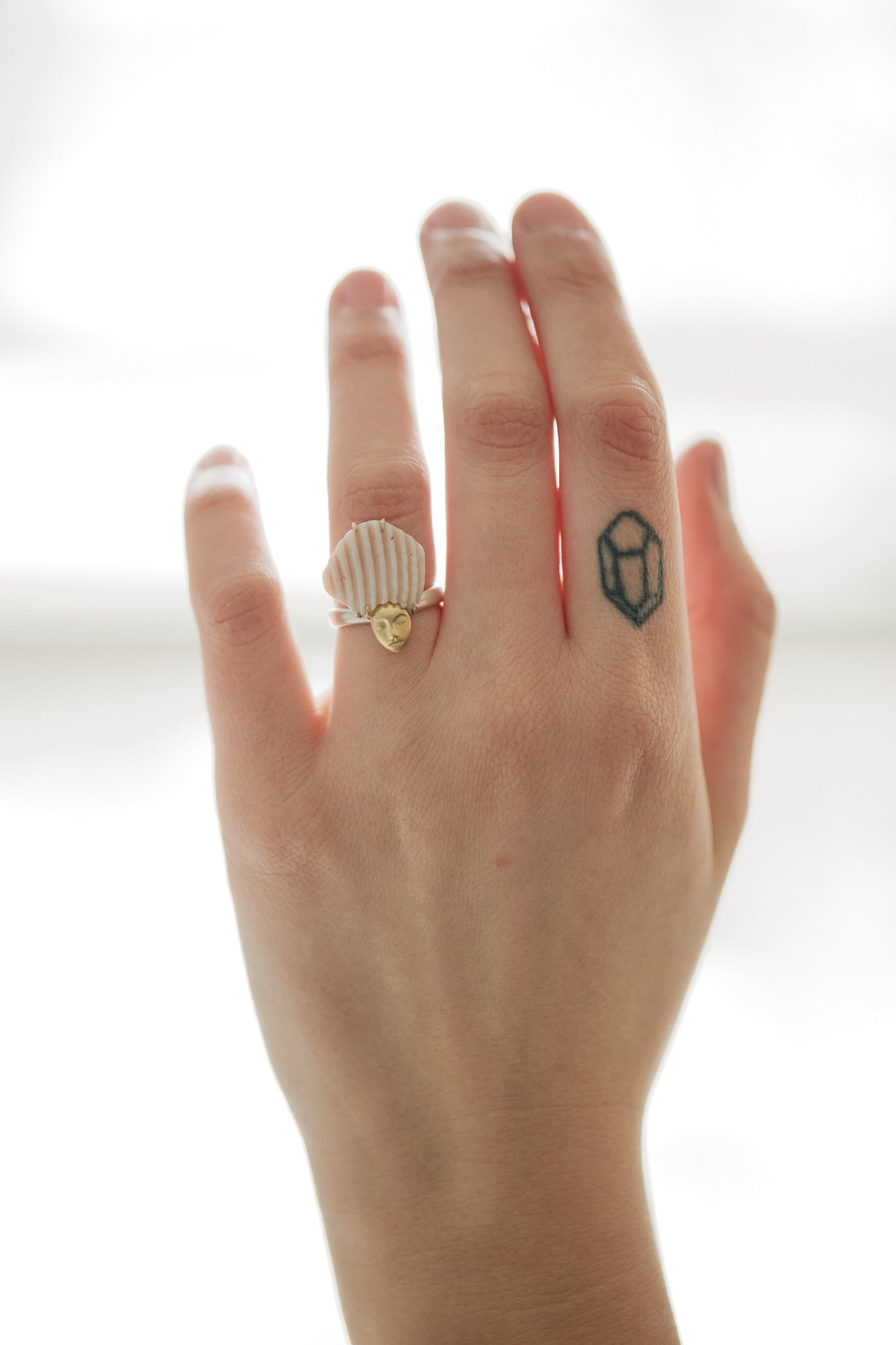 Lunar Halo Shell Cameo Ring-Hannah Blount Jewelry