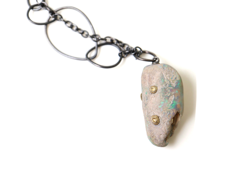 Sea Pen Raw Opal Ruthie B. Necklace with Barnacles-Hannah Blount Jewelry