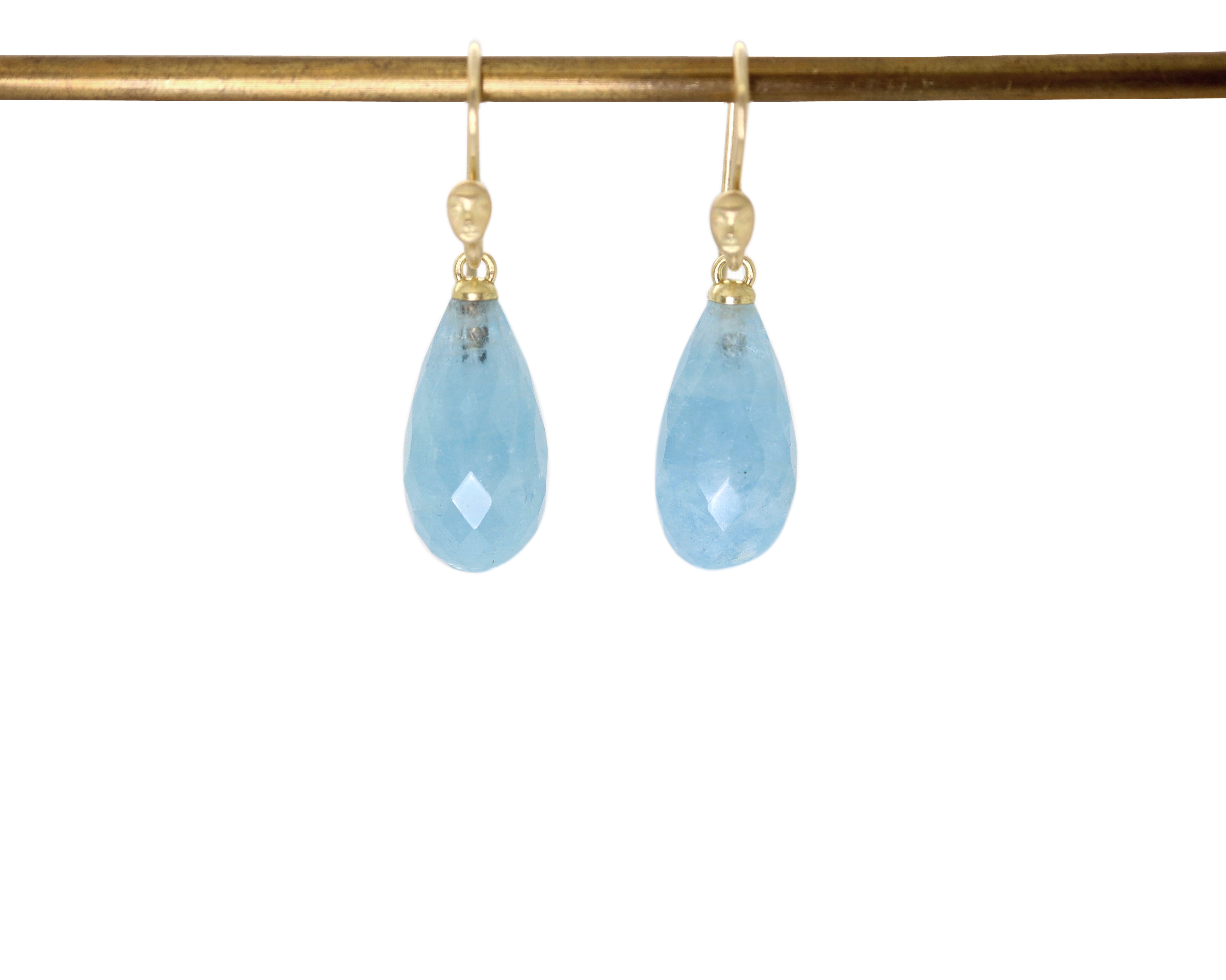 Empyrean Cherubs Aquamarine Figurehead Cameo Earrings-Hannah Blount Jewelry