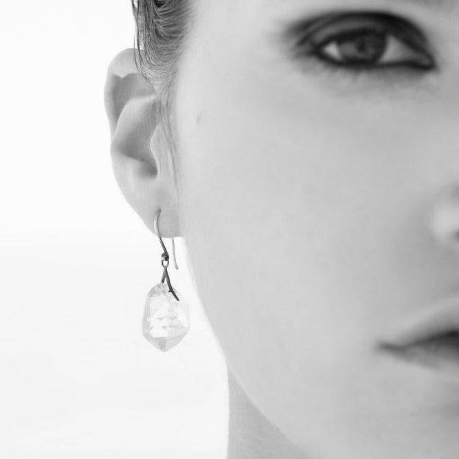 Sticks and Stones Herkimer Quartz Earrings-Hannah Blount Jewelry