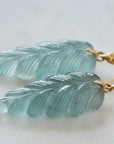 Plumage Aquamarine Figurehead Cameo Earrings-Hannah Blount Jewelry